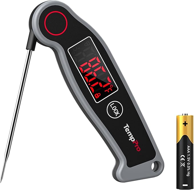 TempPro TP19 Waterproof Digital Meat Thermometer for Grilling with Ambidextrous Backlit & Thermocouple Instant Read Kitchen Cooking Food Thermometer for Candy Water Grill Smoker (Previously ThermoPro)