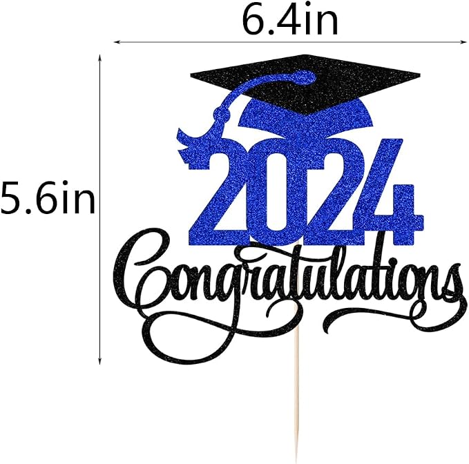 Black Dark blue Glitter 2026 Congratulations Graduation Cake Topper,Congrats Grad Cake Decor - 2026 High School/College/Senior Graduation Party Decorations Supplies