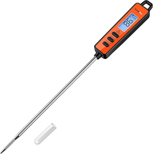 TempPro TP01A Digital Meat Thermometer for Cooking Candle Liquid Deep Frying Candy, Food Instant Read Thermometer with Super Long Probe, Backlit, Kitchen Gift for Dad Husband (Previously ThermoPro)