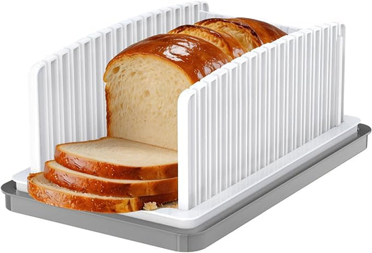 NIUXX Bread Slicer for Homemade Bread: Adjustable Bread Slicer with Crumb Tray - Even Slices - Bread Loaf Slicer for Sourdough, Sandwich, Loaves