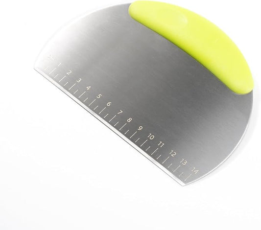 Stainless Steel Pastry Scraper/Bench Scraper Chopper, Best as Pizza and Dough Cutter 4PCS (green)