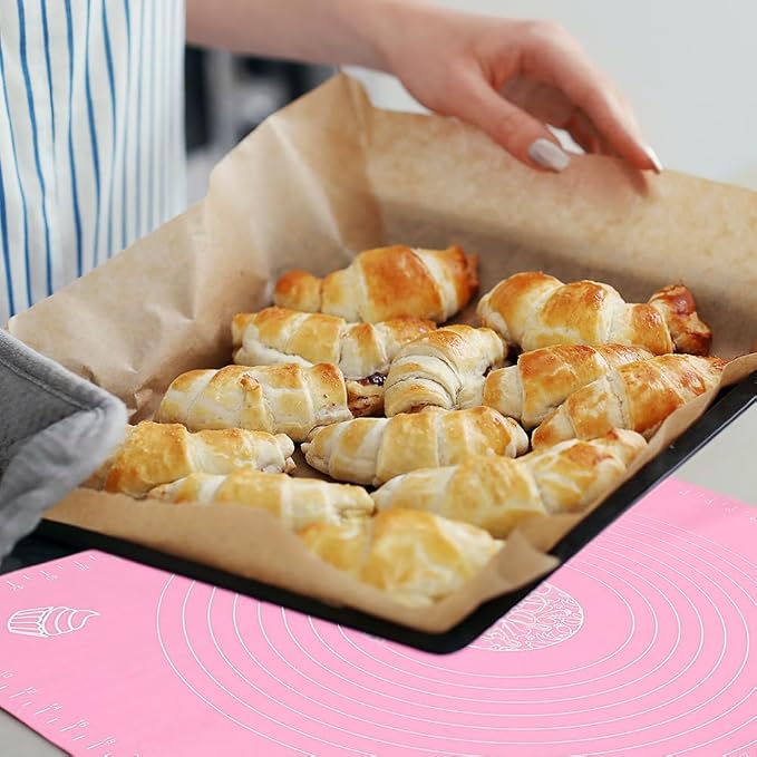 Silicone Baking Mat for Rolling Out Pastry Dough, 20 x 16 Inches, Pink
