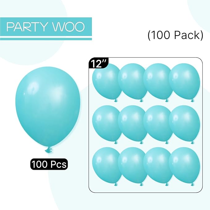 PartyWoo Teal Balloons 100pcs 12 Inch Turquoise Dark Teal Latex Balloons for Baby Shower Wedding Anniversary Gender Reveal Graduation Mermaid Birthday Pool Bachelorette Party Decorations Blue-Y69