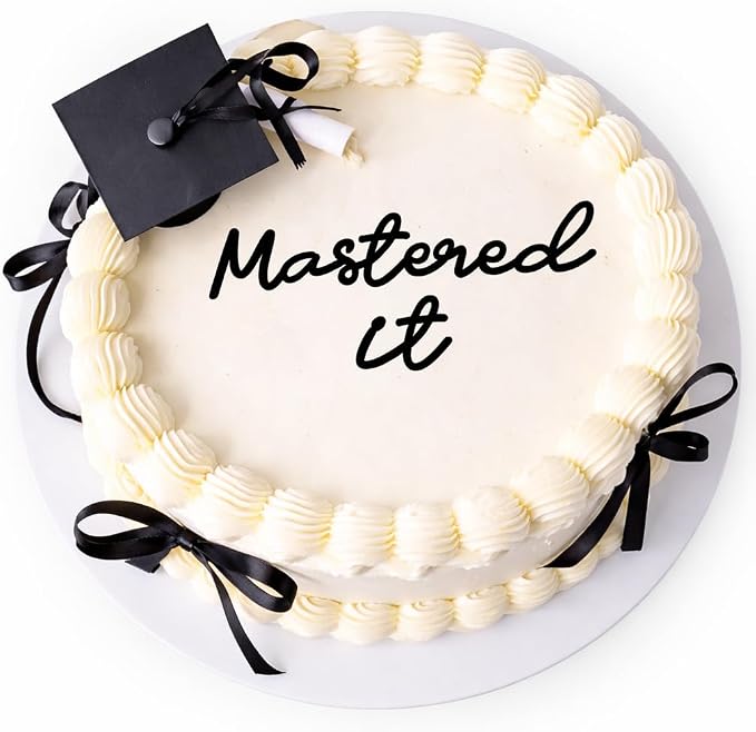 Mastered It Cake Topper 2026, Graduation Cake Decoration for Self Celebration, I Did It Grad Cake Topper, Black Acrylic Flat Topper Party Photoshoot (mastered it)