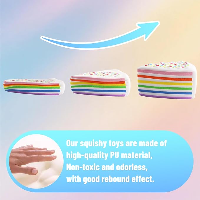 Anboor 5.5" Rainbow Sprinkles Cake Squish Slow Rising Scented Kawaii Fiidget Toys for Kids Adults Autism Birthday Gifts