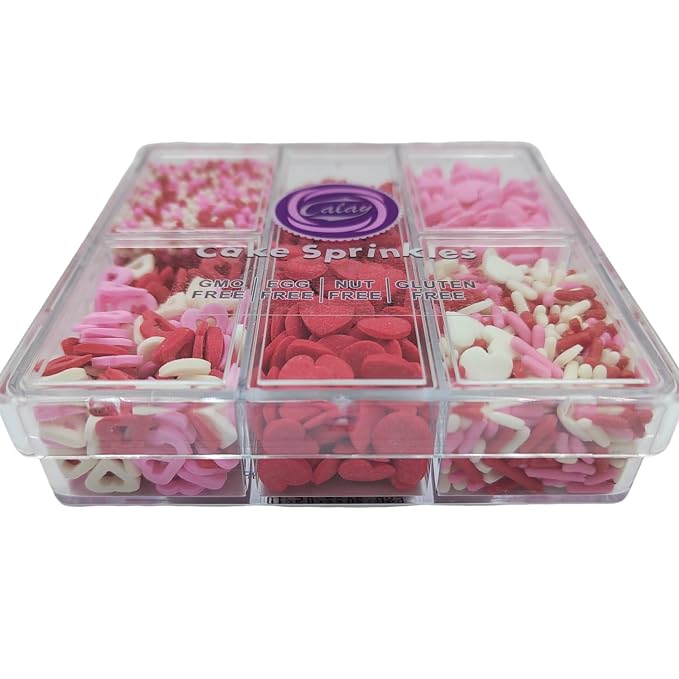 Valentines Sprinkles for Cake Decorating, Edible Pink, White and Red Heart Sprinkles for Baking, Ice Cream, Cookies, Valentines Cupcake Topper