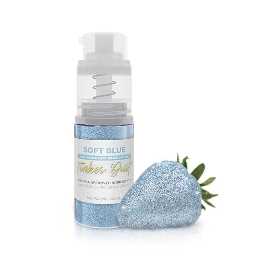 Bakell - Soft Blue Tinker Dust (4g, 1x Mini Spray Pump) Edible Glitter for Food, Desserts, and Baked goods!