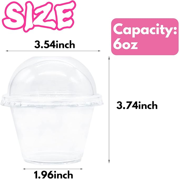 Tiaiidi Clear Plastic Cups with Lids,6 oz-50 Pack Mini Parfait Cups with Dome Lids(No Hole),Disposable Party Dessert Cups for Cold Drinks,Fruit,Cupcake,Ice Cream,Snack,Candy