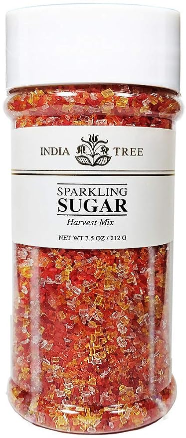 India Tree Harvest Mix Sparkling Sugar, 7.5 oz | Vibrant Fall Orange, Red, Yellow & White Decorating Sugar Mix