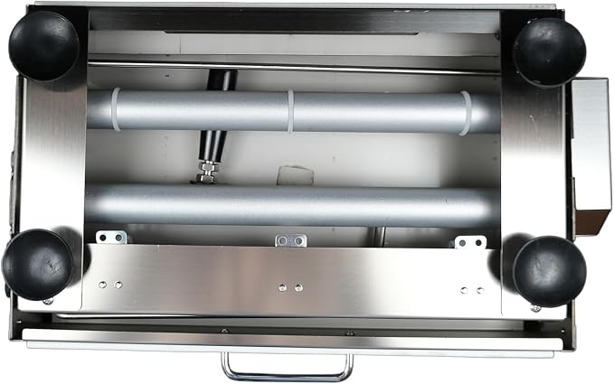 40.9" x 15.5" folding dough sheeter with included sheeter board. Portable manual dough roller machine constructed of stainless steel. Adjustable thickness control.