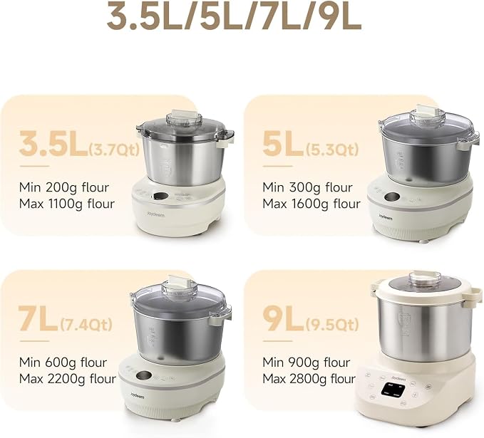 Joydeem Electric Dough Maker, 9.5Qt with Winter & Summer Fermentation, Dual Functions (MIX for Dough/Kneading, BLEND for Filling) - Ideal for Bread, Pizza, Roti, Dumplings, Sourdough, HMJ-A901