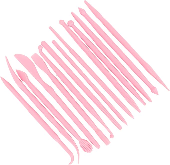 Saluaqui Modeling Tools for Plastic Kits Clay Scu 14Pcs DIY Plastic Clay Sculpting Set Modeling Tools for Pottery and Fondant Ergonomic Handle and Portable Design (Roseate)