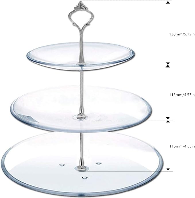 3 Tier Cake Stand Hardware Kits Heavy Duty for Tiered Fruit Cake Plate Stand Stable Handle Fitting Hardware Rod Cupcake Holder Support Silver Crown 5 Sets（Plate not Included）