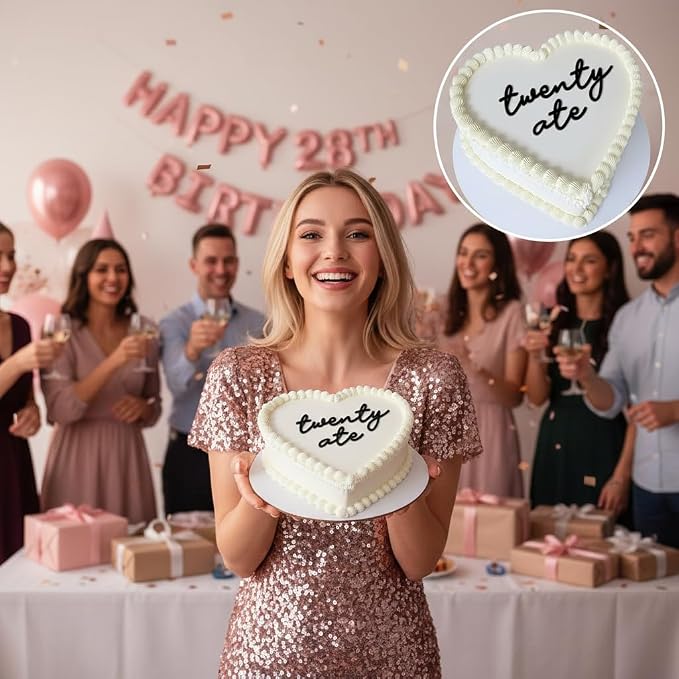 Twenty Ate Cake Topper – Acrylic 28th Birthday Cake Decoration, Funny Twenty Eight Cake Sign, Reusable Cake Topper for Men & Women Party Supplies (twenty ate black)