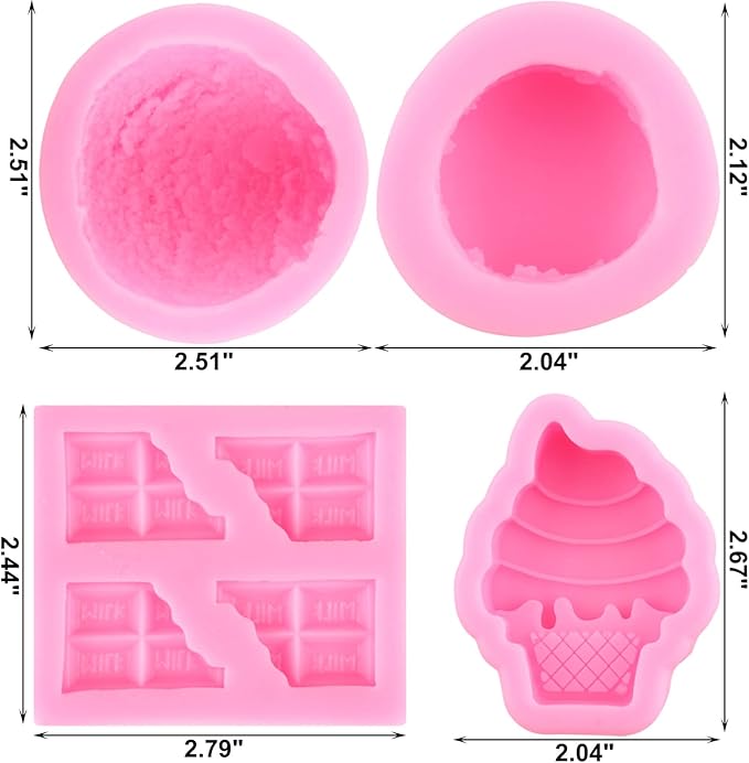 ZiXiang Macaroon Hamburger Silicone Molds Ice Cream Ball Fondant Mold Milk Chocolate Mold for Cake Decoration Cupcake Topper Candy Resin Clay Candle Soap Bath Bomb Set Of 4