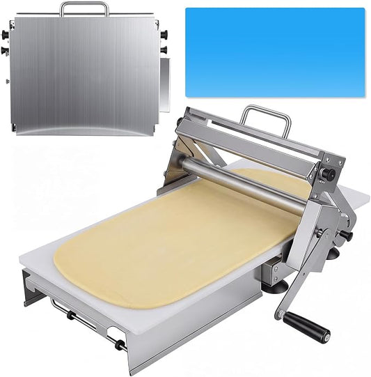 12-Inch Folding Doughs Sheeter Machine, Stainless Steel Pasta Dough Roller with 2 Rolling Boards, Adjustable Thickness Dough Press for Pizza Croissants Pasta – Manual Noodle Maker for Home Baking W
