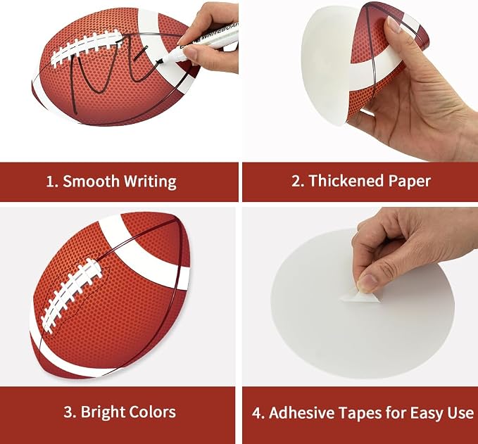 Vuzvuv 60Pcs 6In Paper Football Party Cutouts with 120Pcs Glue Points,Ball Cut Outs Bulletin Board Decorations for Sport Theme Birthday Classroom Party Decor Supplies