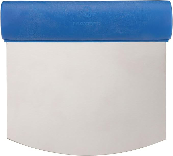 Matfer Bourgeat Stainless Steel Bench Scraper & Multi-Purpose Dough Cutter, Curved Edge, Rigid Edge