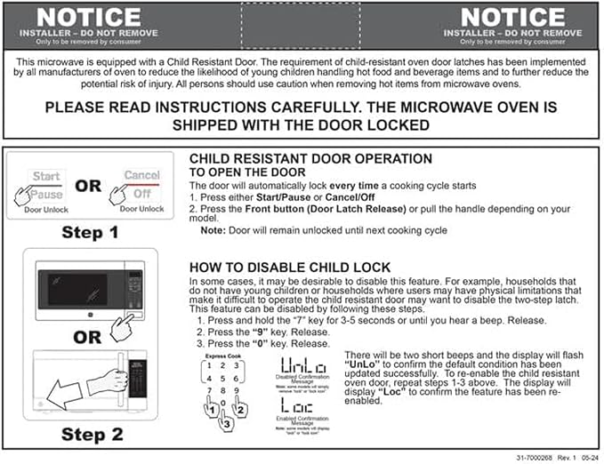 GE GCST07N1WSS Countertop Microwave Oven 700-watt Compact 0.7 Cu Ft Stainless Steel Bundle with 2 YR CPS Enhanced Protection Pack and Deco Chef Pair of Red Heat Resistant Oven Mitt