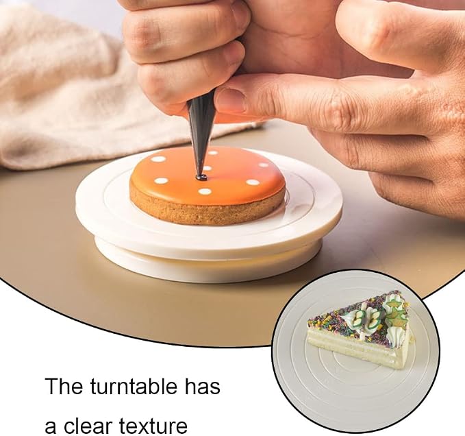 5.5in Cake Turntables,LIUHUIZEYU 360 Degree Mini Rotating Cake Decorating Stands Non-Slip Cake Rotating Plate Stands for Cake Sugar Cookie(2 Pcs)