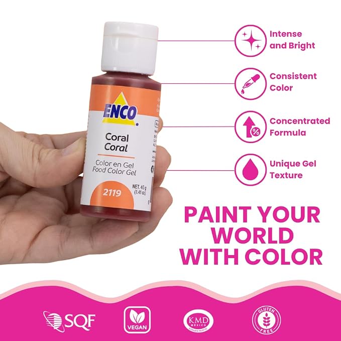 ENCO 30 Food Coloring Gel Set 1.41 oz each (40g), Includes Color Mixing Guide