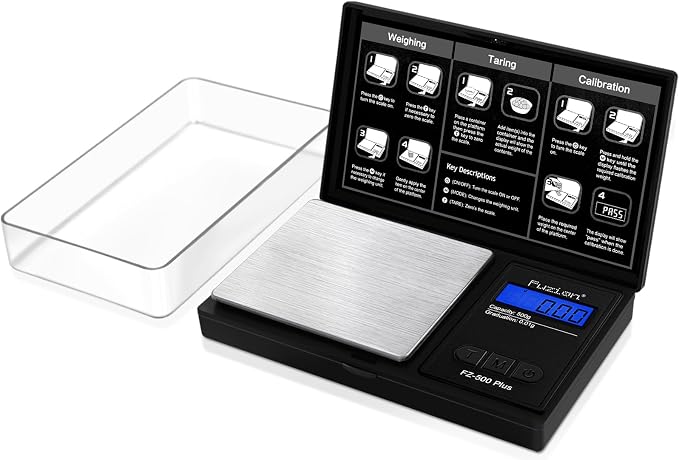 Fuzion Digital Pocket Gram Scale .01 Gram Accuracy, 500g Small Coin Scale, Jewelry Scale, Digital Gram Scales for Food, Herb, Spice - Weight Gram and Oz