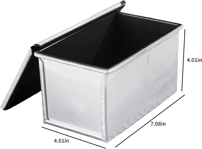 Shokupan Bread Pan 1.5 Loaf - Japanese Bread Pan, Pullman Bread Pan with Lid, Iron Aluminum Plated for Commercial Use, Durable Silver Mold