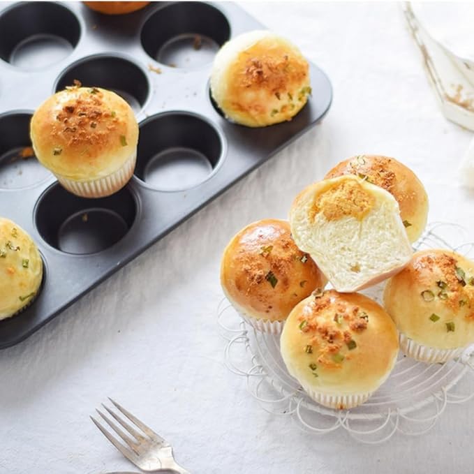 2-Pack 12-Cup Muffin Pan, Nonstick Bakeware | Carbon steel cupcake baking tray, BPA-free and easy release. Oven-safe for muffins and cupcakes. Great for home baking.