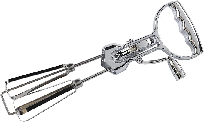 Hand Crank Kitchen Mixer Stainless Steel Manual Mixing Tool Adjustable Speed Easy Clean Large Small Size For Eggs Dough Cream Baking Cooking(large)