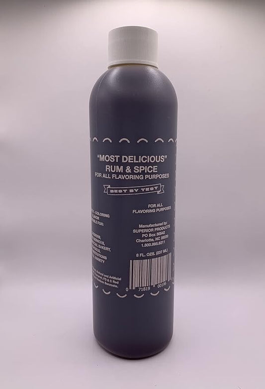 Superior Flavors 8oz Bottle | Cooking and Baking Flavoring | Delicious Substitute for Vanilla Extract | Water Based, and Alcohol Free (Rum & Spice)
