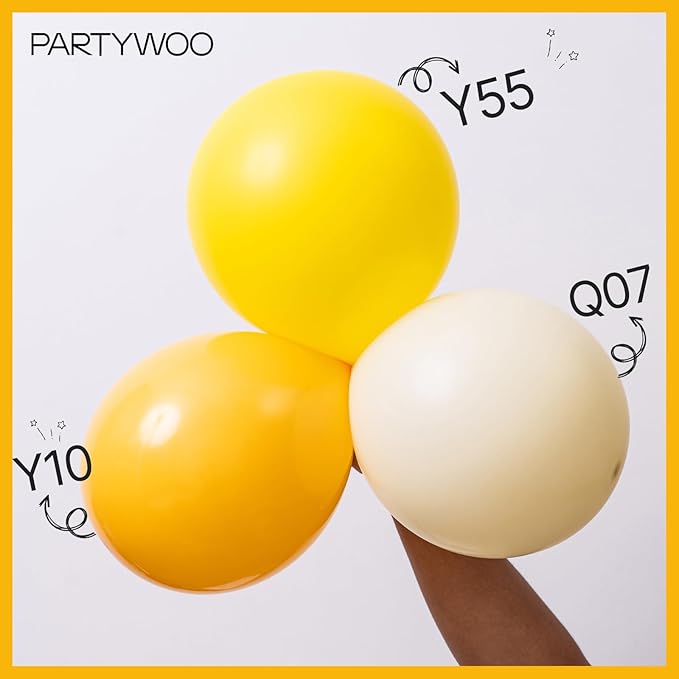 PartyWoo Mustard Yellow Balloons 100pcs Different Sizes of 18 12 10 5 Inch Yellow Fall Balloon Arch Kit for Birthday Engagement Baby Shower Bee Sunflower Little Cutie Party Decorations Yellow-Y10