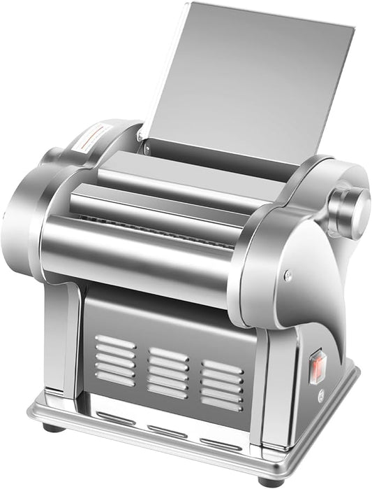 Electric Pasta Maker, 135W 110V Electric Dough Roller Sheeter Commercial Stainless Steel Noodle Maker Dough Sheeter Automatic Noodle Machine with 8 Gears Adjustable for Homes Hotels Breakfast Shops