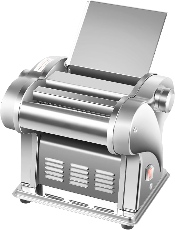 Commercial Electric Dough Sheeter, 110V Stainless Steel Electric Noodle Making Pasta Maker, Dough Sheeter, Electric Pasta Machine, 8-Speed Adjustable Thickness Pasta Making Machine