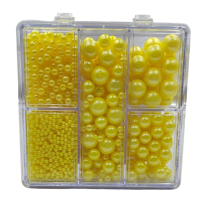 Yellow Pearl Sprinkles for Baking, 4 Sizes Mix Size, Edible Pearls for Cupcake Topper, Ice Cream, Cookie, Donuts, Cake Decorating (2mm, 4mm, 7mm, 10mm)