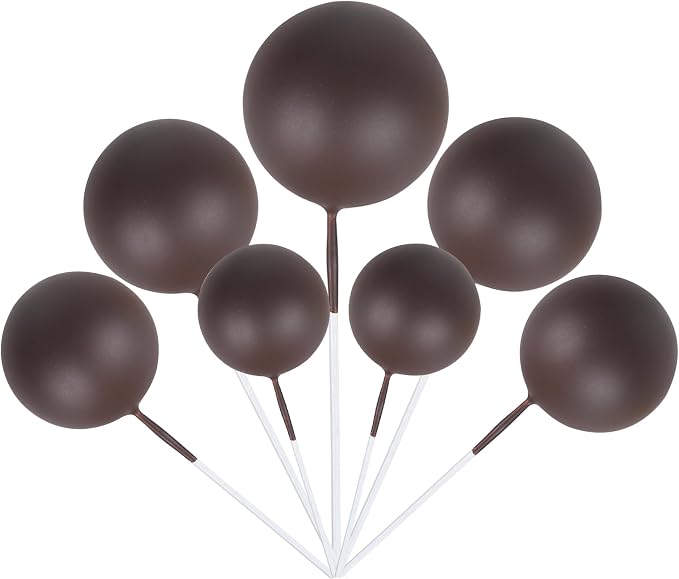 24 PCS Ball Cake Toppers Balls Cupcake Toppers Foam Ball Shaped Cake Picks DIY Balloons Cake Insert Topper for Wedding Enagement Baby Shower Birthday Party Cake Decorations Supplies Coffee