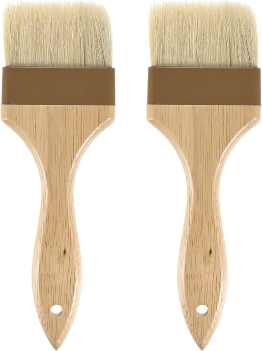 M METERXITY 2-Pack Pastry Brush, Wooden Handle Natural Bristle Basting BBQ Oil Brush for Cooking/Barbecue/Kitchen [3"]