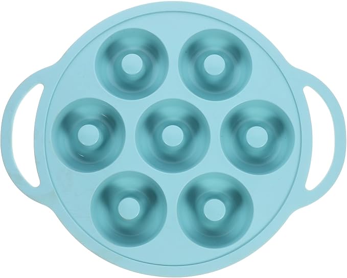 Kichvoe Silicone Donut Mold 7-cavity Non-stick Baking Pan Small Cake Mold Nordic Green Reusable Silicone Baking Tray for Home Cake Making