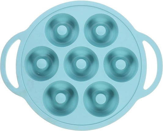 Kichvoe Silicone Donut Mold 7-cavity Non-stick Baking Pan Small Cake Mold Nordic Green Reusable Silicone Baking Tray for Home Cake Making
