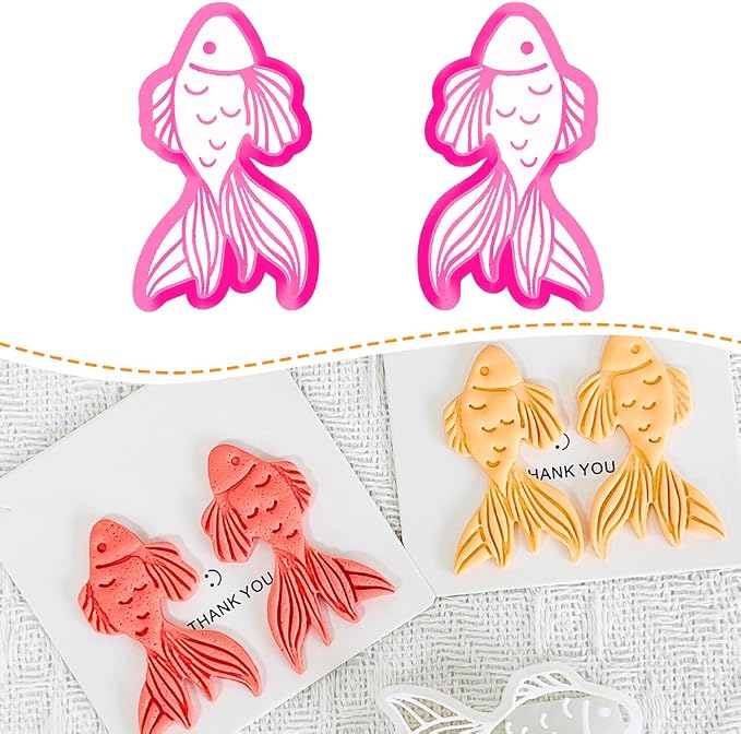 Xaekicr Goldfish Polymer Clay Cutters for Earrings – 2PCS Clay Earring Cutters, DIY Clay Tools for Polymer Clay Molds and Jewelry Making