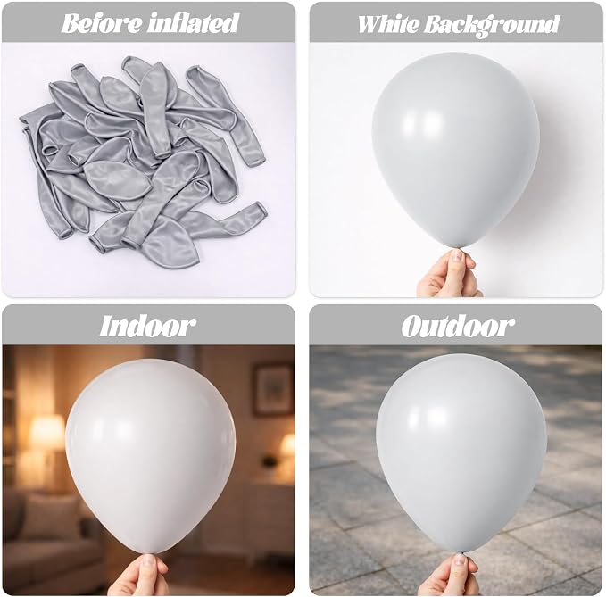 Voircoloria Gray Balloons, 66pack 12inch Grey Latex Party Balloons for Graduation, Wedding, Birthday, Gender Reveal, Baby Shower, Bridal Shower, Anniversary Party Decorations