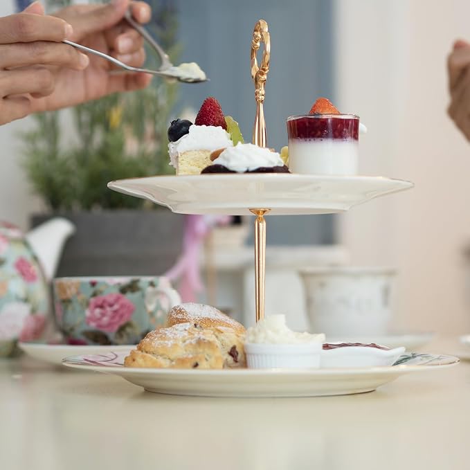 uxcell 2 Sets 3-Tier Cupcake Stand Holder, Round Tiered Serving Tray Stainless Steel Cup Cake Stand for Dessert Fruit Table Birthday Party Decoration Display, Silver