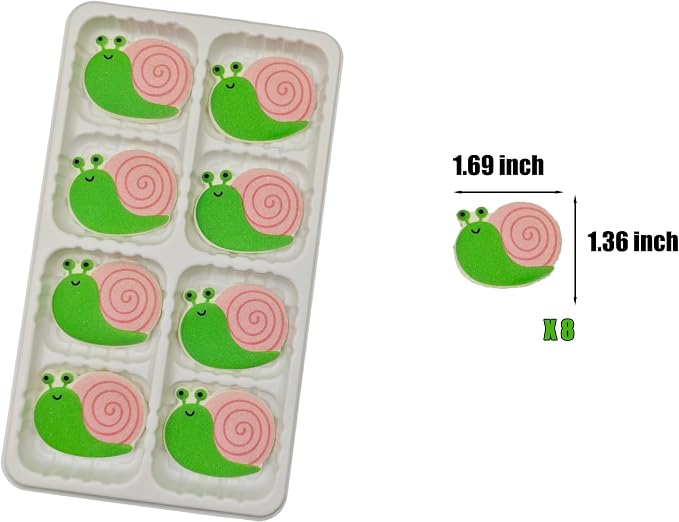 Edible 8 pieces Big Snail cake decorations, perfect Snails cupcake toppers Icing Cookies decro for Spring Valentine's Day Birthday Halloween Thanksgiving Christmas party Team Dinner