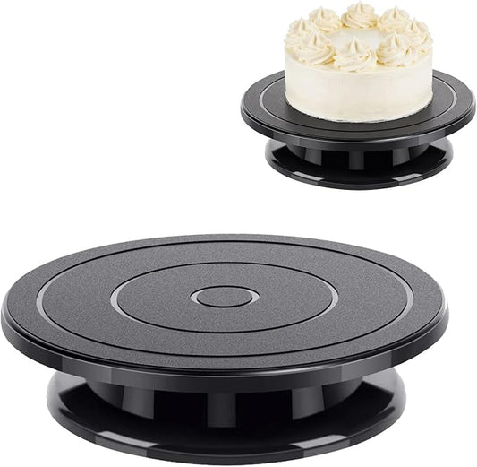 11 Inch Rotate Turntable, Revolving Cake Turntable, Cake Spinner Stand, Painting Turn Table Lightweight Stand for Paint Spraying Spinner, Cake Decorating, Display,Bakin (Black)