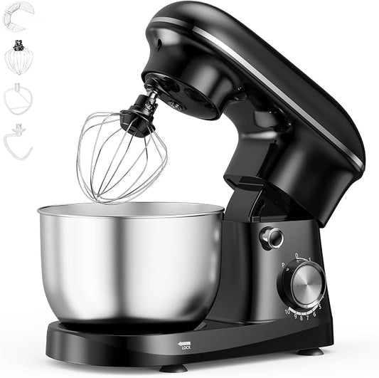 NEWBULIG Stand Mixer, Kitchen Aid Mixers Alternative, 300W 4.2Qt 10-Speed Electric Standing Mixer with Dough Hook, Whisk, Beater & Multi-Cover for Baking, Cakes and Home Cooking Needs