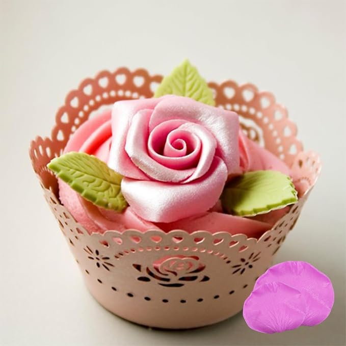 Rose Petal Silicone Molds Lotus Veiners Molds Flower Veining Fondant Molds for Cake Decorating Candy Chocolate Polymer Clay Set of 6