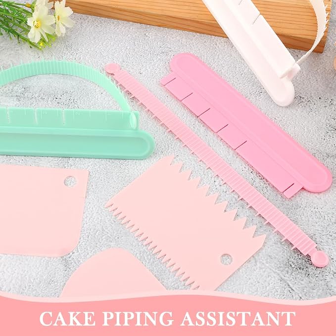 3 Pcs Cake Arch Guide Tool With 3 Pcs Cake Scraper Cakes Smoother,Cakes Arch Tool Convenient for Controlling the Size and Position of the Arc,Suitable for Beginners and Bakers