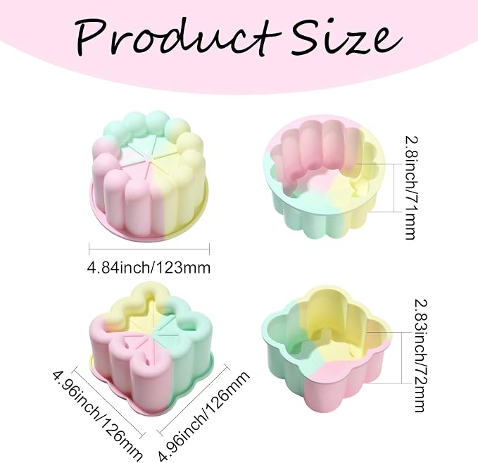 Ipotkitt Square Circular Cake Baking Silicone Molds Dessert Food Baking Tool Molds for Cake Chocolate Jelly Ice Candy Crafts, 2pcs, 2 Styles