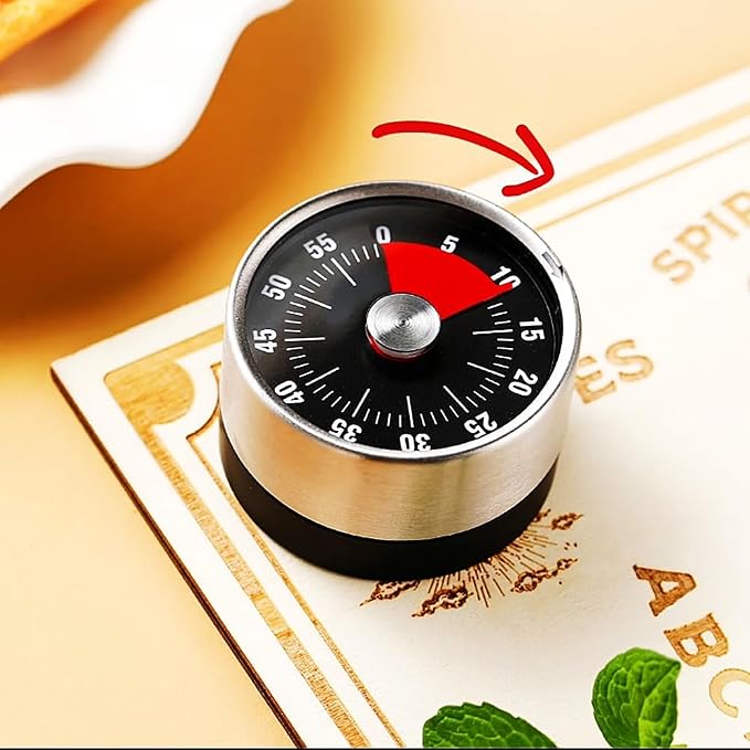 Kitchen Timer Magnetic Time Timer, Visual Countdown Kitchen Stainless Steel Mechanical Clock, Alarm Clock, Alarm Clock, Reminder (Stainless Steel)