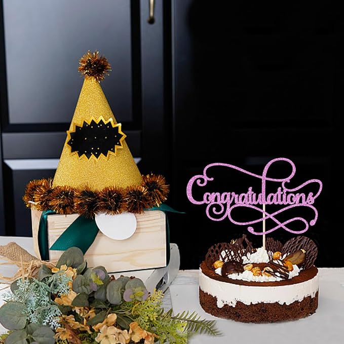 Congratulations Cake Topper,Congratulations 2026 Graduation Cake Topper,Graduation, Wedding, Retirement, Birthday, Anniversary, Celebration Party Decorations Supplies(Purple)