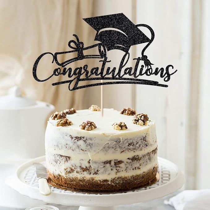 Congratulations 2026 Graduation Cake Topper,Congrats Grad Cake Decor - 2026 High School; College;Senior Graduation Party Decorations Supplies (black)